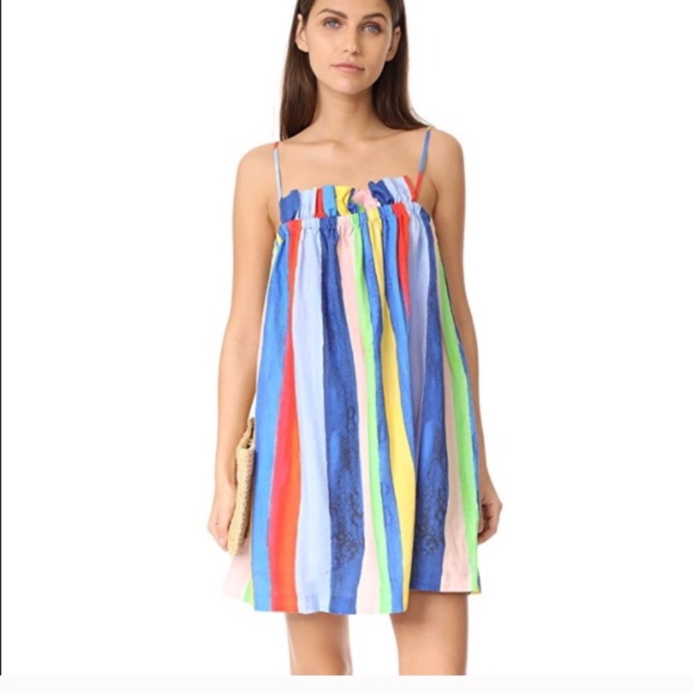 Mara Hoffman Gathered Rainbow Mini Dress